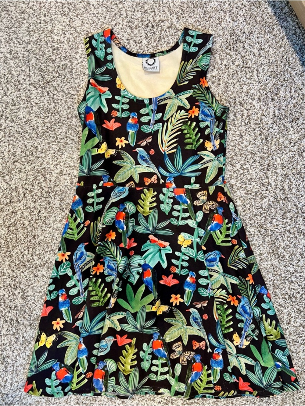 Roen Art Handmade Australian A Line Dress - Jungle, Sz M